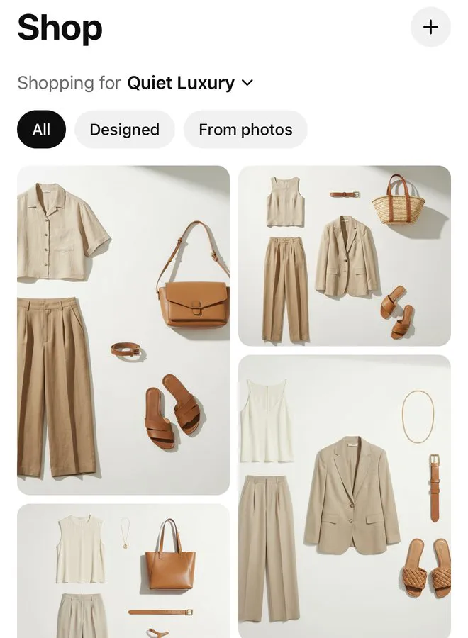 The Shop tab: outfits designed for the Quiet Luxury fitté